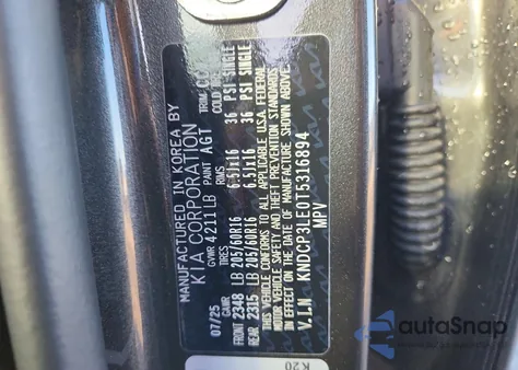 2026 Kia Niro Lx z USA, uszkodzony, nr VIN KNDCP3LE0T5316894